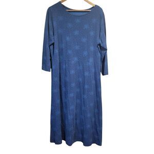 Gudrun Sjoden Dress Women's Large Blue Butterfly Organic Cotton Midi Modest